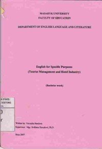Image of English For Specific Purposes (Tourist Management And Hotel Industry) : Bachelor Work